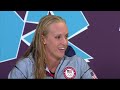 US swimmer Dana Vollmer speaks after smashing the 100m butterfly record at London 2012