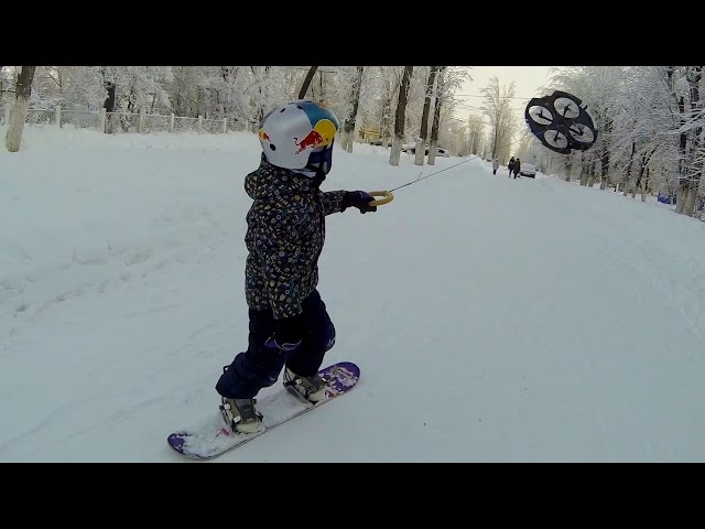 Snowboarding With A Drone Pulling - Video