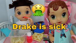 Baby Alive Drake is sick Morning Routine and feeding baby alive soup