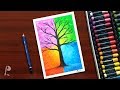 Seasons Tree Drawing with Oil Pastels - Step by Step | PrabuDbz Art