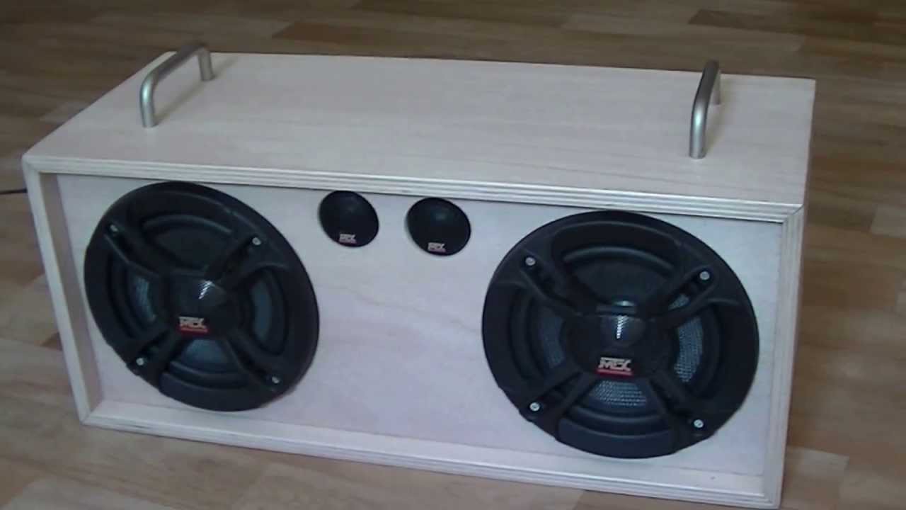 homemade speaker box with mtx audio and a ta-2024 - YouTube