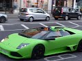 Chrome and Green Lamborghini Murcielago LP640 Roadsters driving around london