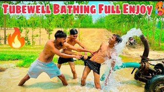 Tubewell Swimming Hot Vlog Tubewell Bathing Vlog Desi Boys Swimming Village Tubewell Bathing