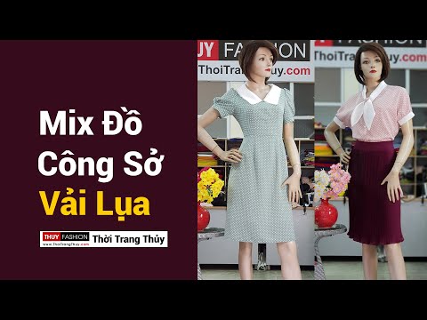 Mix đồ váy áo công sở vải lụa chấm bi (Số 29) Bí quyết mặc đẹp Thời Trang Thuỷ