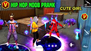 Yellow Hip Hop Prank With V Badge Cute Girl Lone Wolf Noob Prank - Garena Free Fire Y Gaming