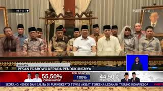 Pesan Prabowo Kepada Pendukungnya Pasca Pengumuman Pemilu NET12
