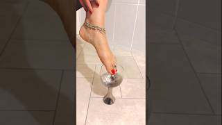 Beautiful Red Nails And Silver Anklets