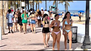 Fort Lauderdale Beach - Miami, Florida 4K Walking Tour - Spring Break 2024 - Bik
