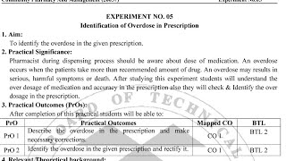 Cpm Experiment No. 5 Identification Of Overdose In Prescription Bright Pharma