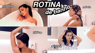 MINHA ROTINA DE BANHO! Higiene, skincare, lavar cabelo e +