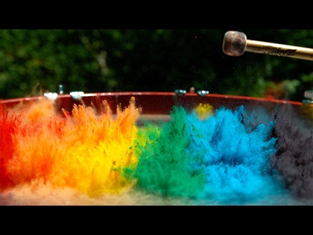 Paint On A Drum In Slow Motion - Video