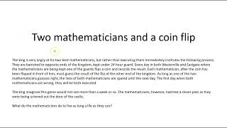 Can you find a strategy to save these mathematicians lives in a coin flip game?
