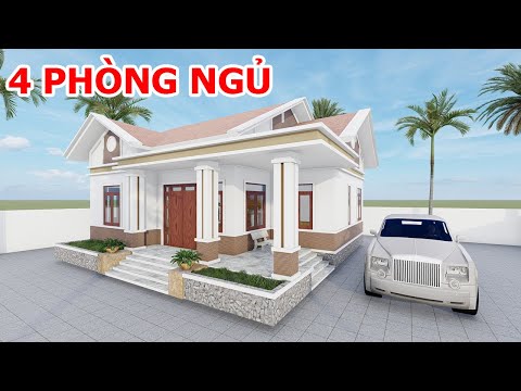 MÔ HÌNH 3D NHÀ CẤP 4 NÔNG THÔN 4 PHÒNG NGỦ ĐẸP LUNG LINH