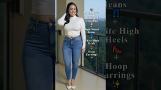 Digital Try-On Turtleneck White Top & High-Waist Jeans Effortless Style