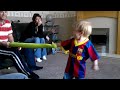 Ben James playing with his toy snake