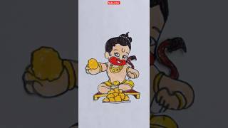 Little Bajrangbali Eating Ladus Drawing