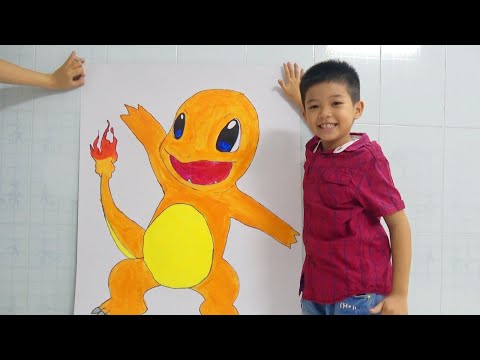 Vẽ và tô màu Baby Fire Pokemon - How to Draw and coloring Pokemon for kids & children - Surich toys