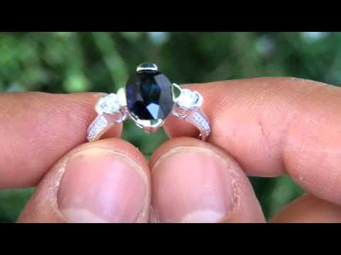 Rare Estate Natural Blue Sapphire Diamond Engagement Wedding Ring 14k Gold