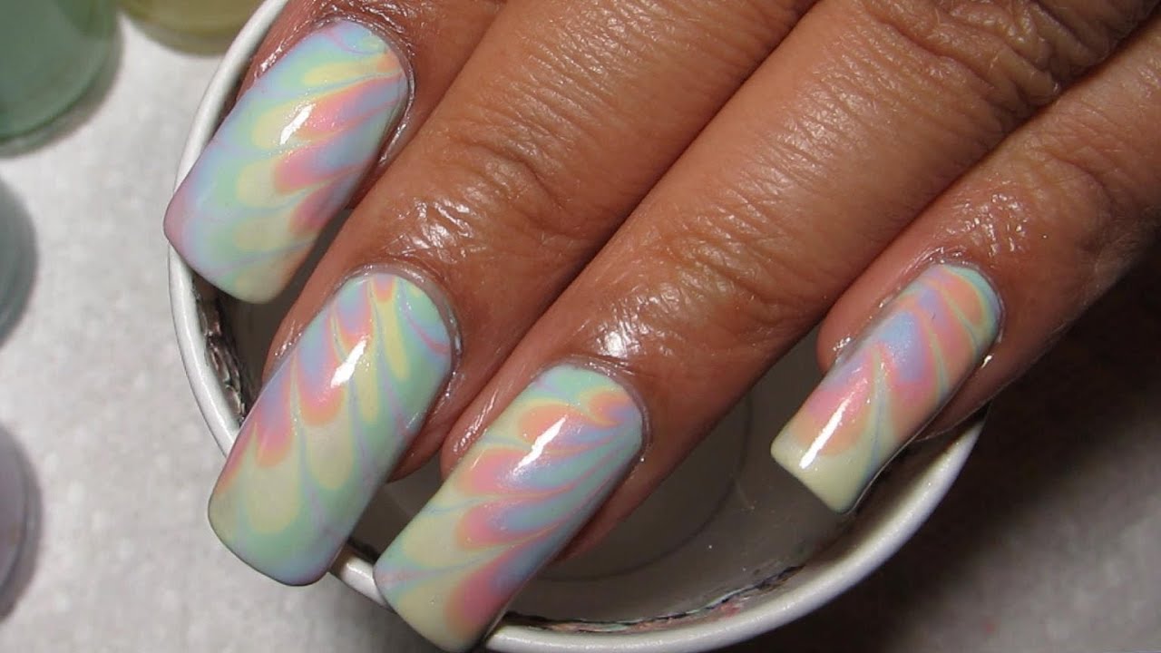 Rainbow Water Marble Nail Art - wide 7