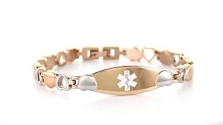 Rose Gold Heart Medical Bracelet for Her Rose Gold Heart Medical Bracelet for Her video thumbnail