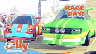 Cars For Kids - It's Race Day! | Transport for Kids | Olly the Little White Van