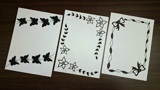 3 Black And White Border Designs Project Work Designs A4 Sheet Design Side Border Designs