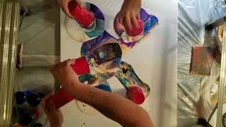 Acrylic Pour Painting...big Canvas 5 Cup Dirty Pour Large Rainbow Cells