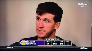 Austin Reaves Locker Room Interview And Highlights. Scored 21Pts, 4Reb And 4Ast.