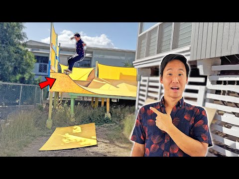 Skating The BIGGEST DROP In My Backyard Skatepark!