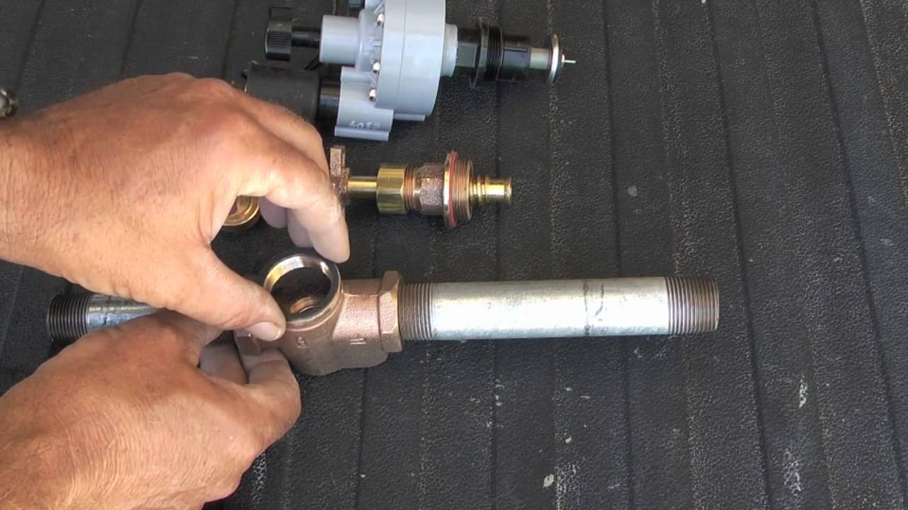 Conversion. Manual brass sprinkler valve to an automatic sprinkler