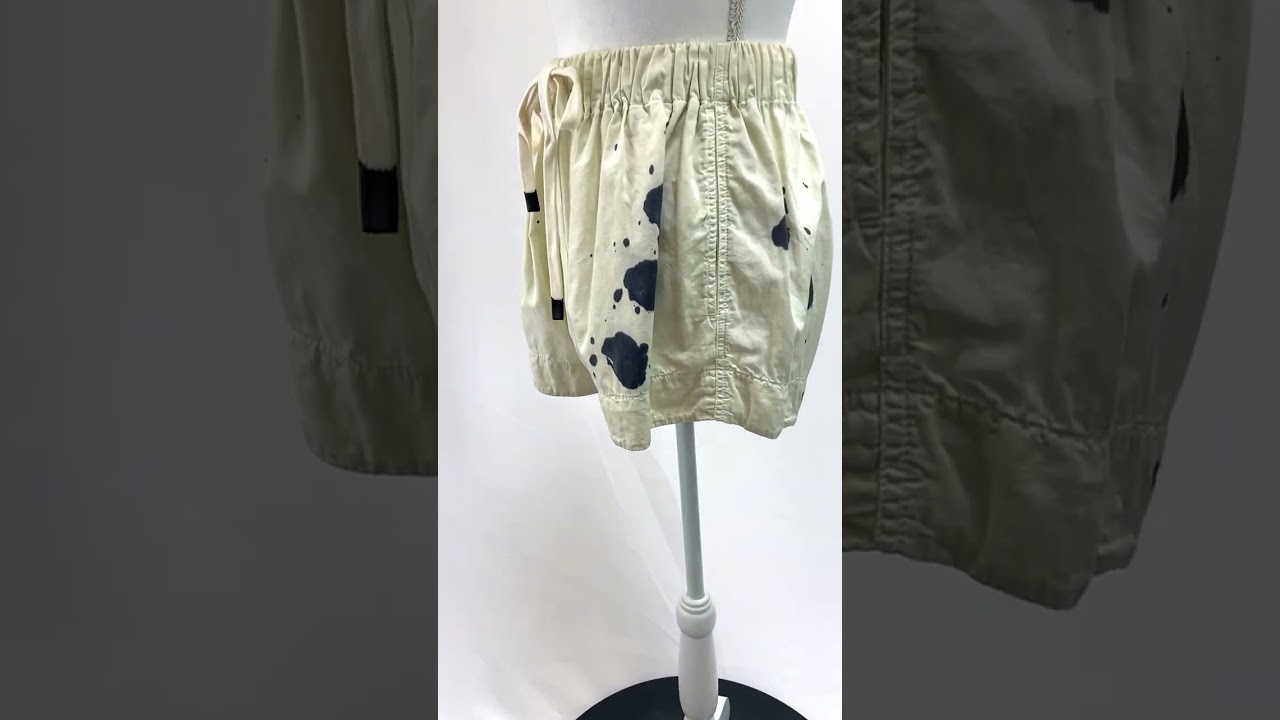 Bassike, Cream/Navy Print D-String Shorts, Size 1, $109.00