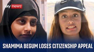 Shamima Begum loses UK citizenship appeal - but lawyers say they 'will not stop 