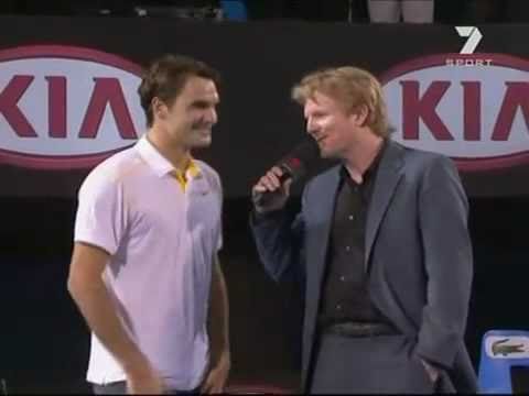 ロジャー フェデラー Defeated G． シモン in 5-Setter On Court Interview - 2011 全豪オープン R2