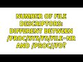 Number of file descriptors: different between /proc/sys/fs/file-nr and /proc/$pid/fd?