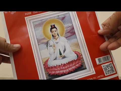 Tranh thêu chữ thập mẹ quan âm R206