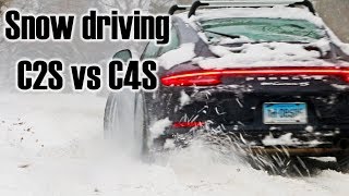 Snow Driving Porsche 911 C2S And C4S