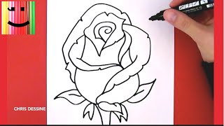 DESSIN FACILE - COMMENT DESSINER UNE ROSE - CHRIS DESSINE