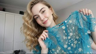 4K Blue Mesh Lingerie Dress Try On Haultransparent Micro Bikini Tryon Haul Summer Fashion 2025