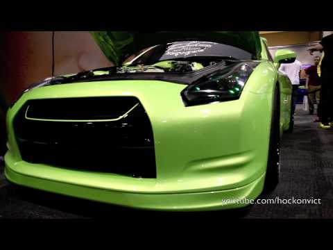  customized Nissan GTR painted what looks like Lamborghini Verde Ithaca