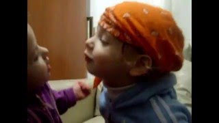 Two Cute Babies, Kissing French Kiss Cute Couple Child Boy Kiss Little Girl