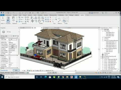 Bài 8: Vẽ Revit Architecture Biệt Thự - Dựng tường, bố trí cửa tầng 1