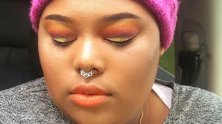Foundation routine for dry skin 🌵| 🌸Summer fun look🌸| Orange neon lips🌺