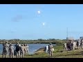 Crazy crowd reactions to twin Falcon Heavy booster landing.