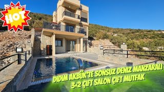 Didim Akbükte En Güzel Açık Deniz Manzaralı Villa 32 Havuzlu Bahçeli Otoparklı Lüks Villa