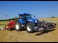 Agriculture: semis des pois avec tracteur New Holland TVT190, Turbosem et Flexi-coil