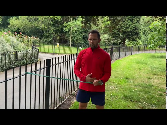 Two elastic band shoulders exercises