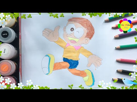 Vẽ cho bé tô màu: Hướng dẫn vẽ Nobita nhân vật hoạt hình đáng yêu. | Sắc Màu TV.