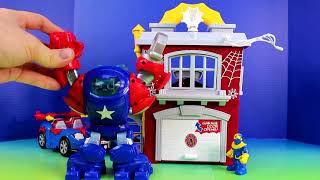 Marvel Playskool heroes Spiderman Captain America With Space Command Armor Robot Battles Thanos