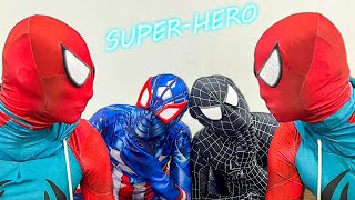 Team Spider-Man Vs Bad Guy Team || Who Is A Real Red Spider-Man?? ( Live Action ) - Follow Me