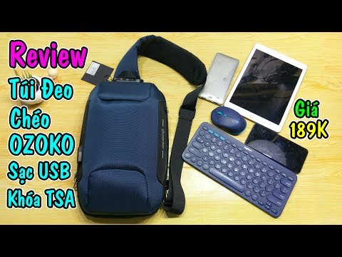 Trên Tay Túi Đeo Chéo OZOKO Có Sạc USB Khóa TSA an toàn chống trộm
